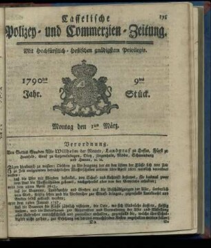 9tes Stueck, Montag den 1ten Maerz, 1790