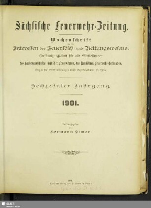 16.1901: Sächsische Feuerwehr-Zeitung : Verbandsorgan des Landesverbandes Sächs. Feuerwehren