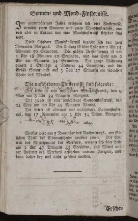 Sonnen- und Mond-Finsternisse.