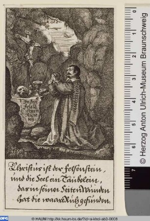 Johann Michael Dilher in einer Höhle