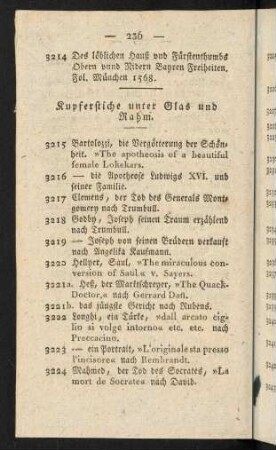 Kupferstiche unter Glas und Rahm