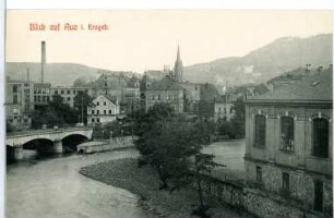 Aue. Blick auf Aue und die König Albert Brücke