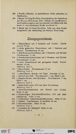 Zinngegenstände (Nr. 671-725)