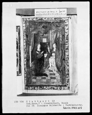 Lateinisch-französisches Stundenbuch (Livre d'heures) — Verkündigung, Folio 25recto