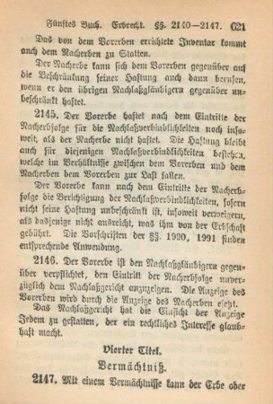 Vierter Titel. Vermächtniß