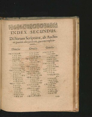 Index Secundus. Dictorum Scripturae, ab Auctore partim allegatorum, partim explicatorum.