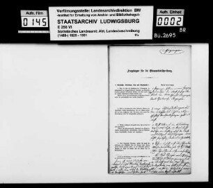 Ortsbeschreibung von Hayingen, mit Schloß Ehrenfels, mit Fragebogen für die OAB, zu den Allmendverhältnissen und zu Molkereien
