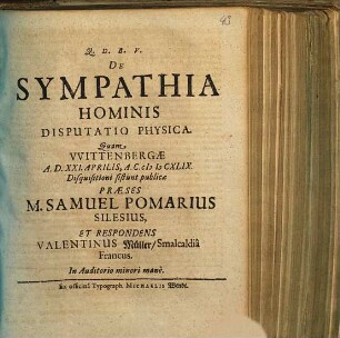 De sympathia hominis disputatio physica