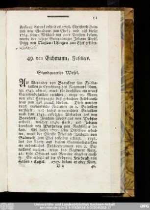 49. von Eichmann, Fuseliers.