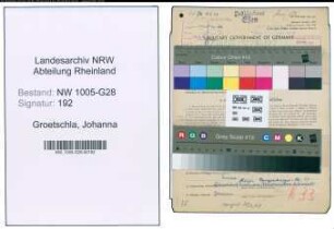 Entnazifizierung Johanna Groetschla , geb. 23.07.1898 (Postsekretaerin)