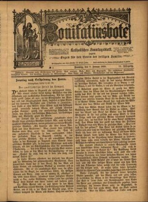 Erste Ausgabe vom Sonntag, den 09. Januar 1898.