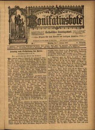 Erste Ausgabe vom Sonntag, den 09. Januar 1898.