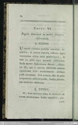 Caput VI. Regulae dioteticae in morbis chronicis observandae