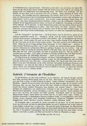 Gabriele d'Annunzio als Filmdichter