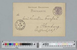 Postkarte an Caroline Brahms