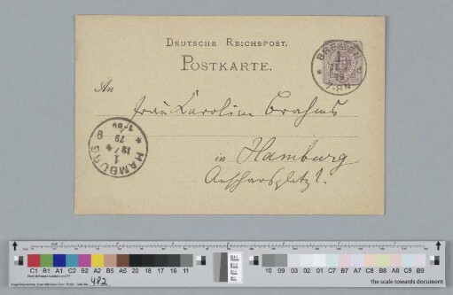 Postkarte an Caroline Brahms