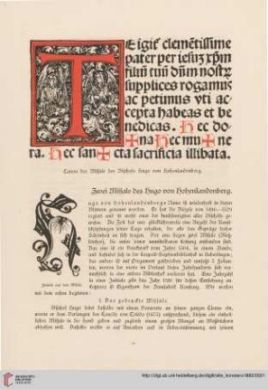 Zwei Missale des Hugo von Hohenlandenberg