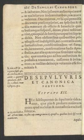 De Sepulturis Et Canonica Portione. Titulus XII.