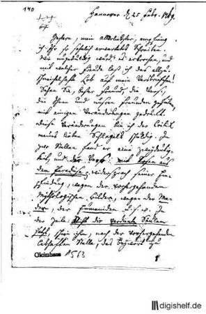 140: Brief von Johann Georg Jacobi an Johann Wilhelm Ludwig Gleim
