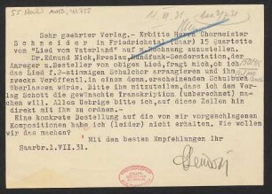 Brief an B. Schott's Söhne : 01.07.1931