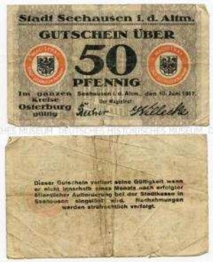 Seehausen, Notgeld 50 Pfennig