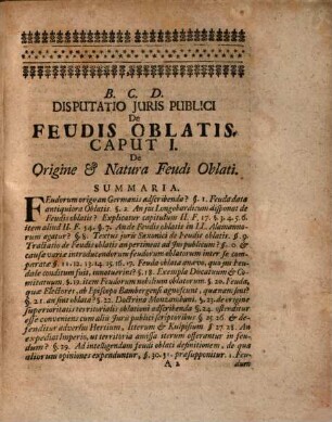 Dissertationem Juris Publici De Feudis Oblatis, Von Aufgetragenen Lehen