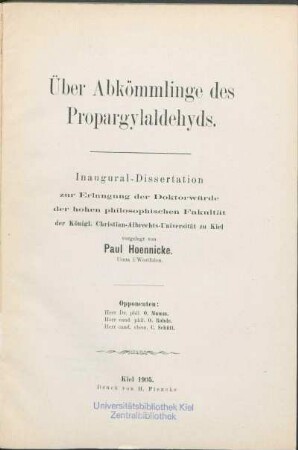 Über Abkömmlinge des Propargylaldehyds