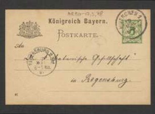 Brief von Friedrich Brand an Regensburgische Botanische Gesellschaft