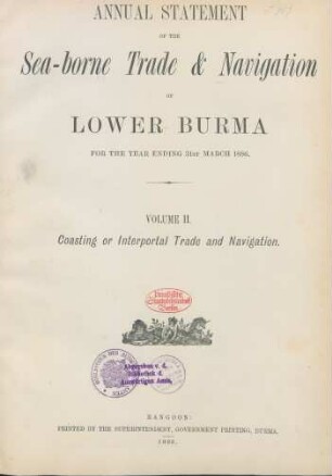 1886,2: Annual statement of the sea-borne trade and navigation of Burma