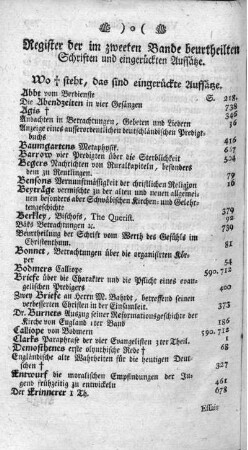 Register der im zweeten Bande beurtheilten Schriften und eingerückten Aufsätze