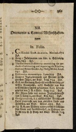 361-376, XII. Oeconomie= u. Cameral=Wissenschaften
