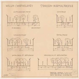 Generalbebauungsplan Welun: 6 Straßennormalprofile 1:200