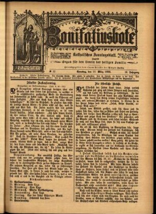 Erste Ausgabe vom Sonntag, den 22. März 1896.