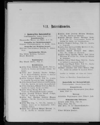 VII. Unterrichtswesen.