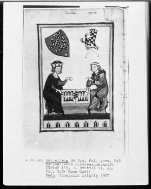 Manessische Liederhandschrift, Faksimile — Herr Goeli beim Trick-Track-Spiel, Folio 262verso