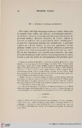 III. Études et fouilles antérieures