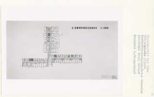 Chirurgische Klinik, Berlin-Dahlem (Diplomarbeit bei Willy Kreuer): Grundriss 2. Obergeschoss 1:200