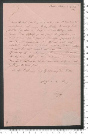 Brief von Adolf Erman an Adelbert von Chamisso