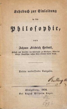 Lehrbuch zur Einleitung in die Philosophie