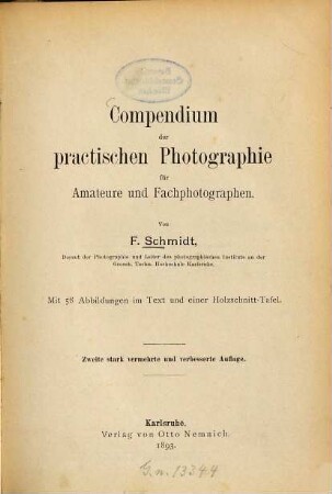 Compendium der practischen Photographie für Amateure und Fachphotographen