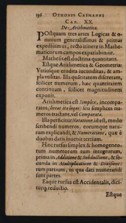 Cap. XX. De Arithmetica.