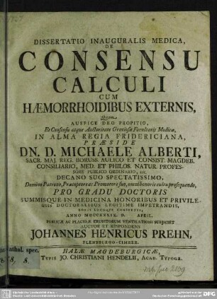 Dissertatio Inauguralis Medica, De Consensu Calculi Cum Haemorrhoidibus Externis