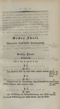 Erster Theil. Allgemeines Schlesisches Provinzialrecht