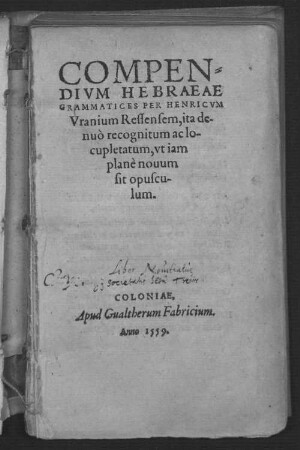 Compendium Hebraicae grammatices