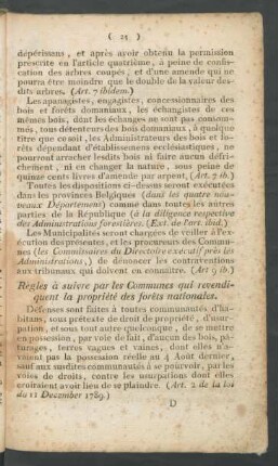 Règles à suivre par les Communes qui revendiquent la propriété des forêts nationales