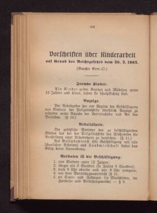 Vorschriften über Kinderarbeit