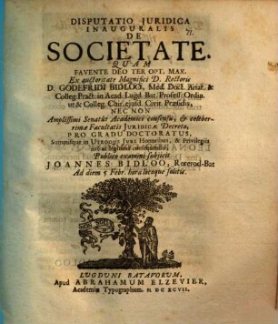 Disp. iur. inaug. de societate
