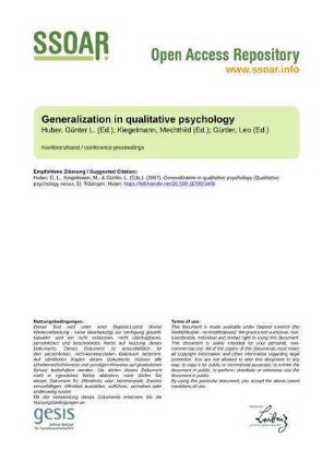 Generalization in qualitative psychology