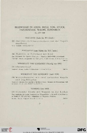 Bildwerke in Stein, Holz, Ton, Stuck, Papiermasse, Wachs, Elfenbein (Nr. 255-255-390)