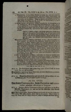 Ad Tit. XVIII. Von denen Contumacien, deren Purgation und eventualiter gesuchten restitutione in integrum.